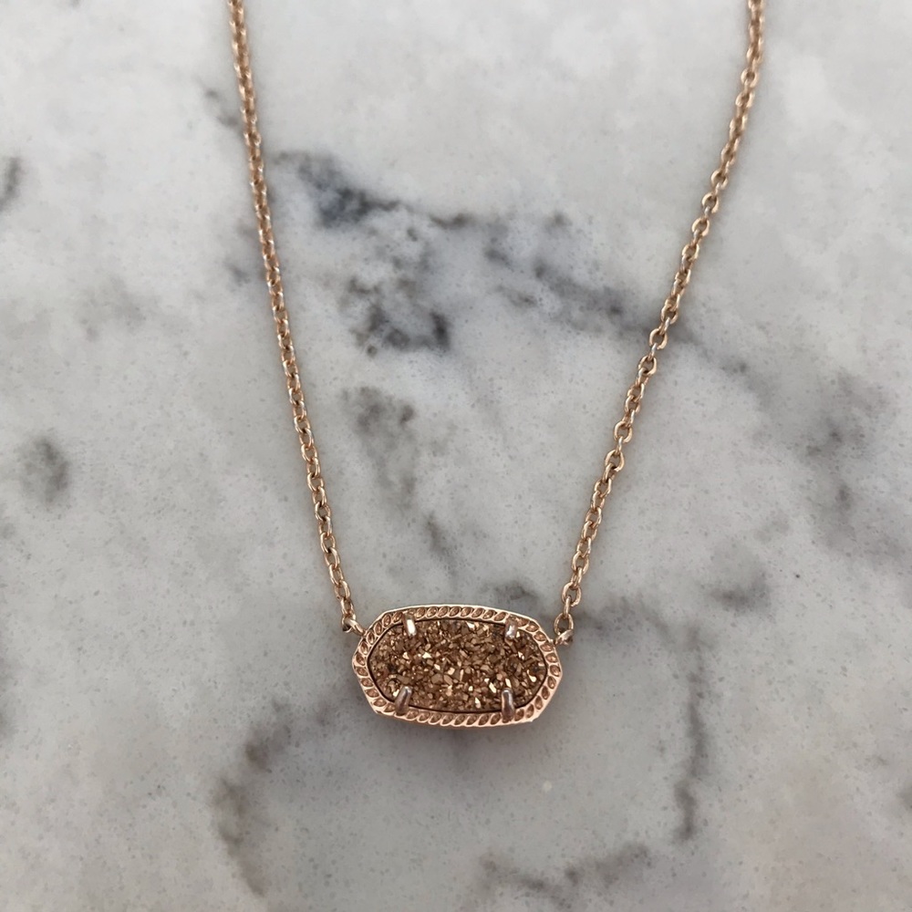 Kendra Scott Elisa Necklace Rose Gold Drusy